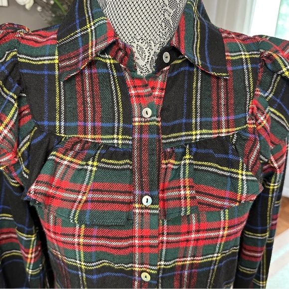 Blue Rain Ruffle Plaid Shirt Dress Size S - Picture 9 of 15